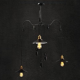Vintage Pully Pendant Light 3 Island Foyer Metal+ Galss Innerskärm