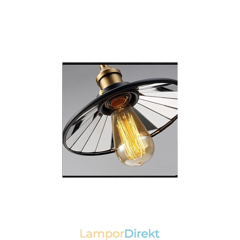 Vintage Pully Pendant Light 3 Island Foyer Metal+ Galss Innerskärm