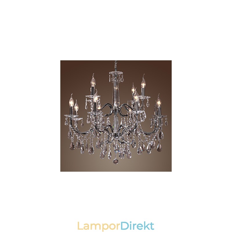 Ljuskrona Kristall Modern 2 Tiers Living 12 Lights