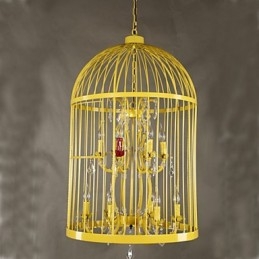 Vintage Iron Cage Trapplampa Ljuskrona Crystal