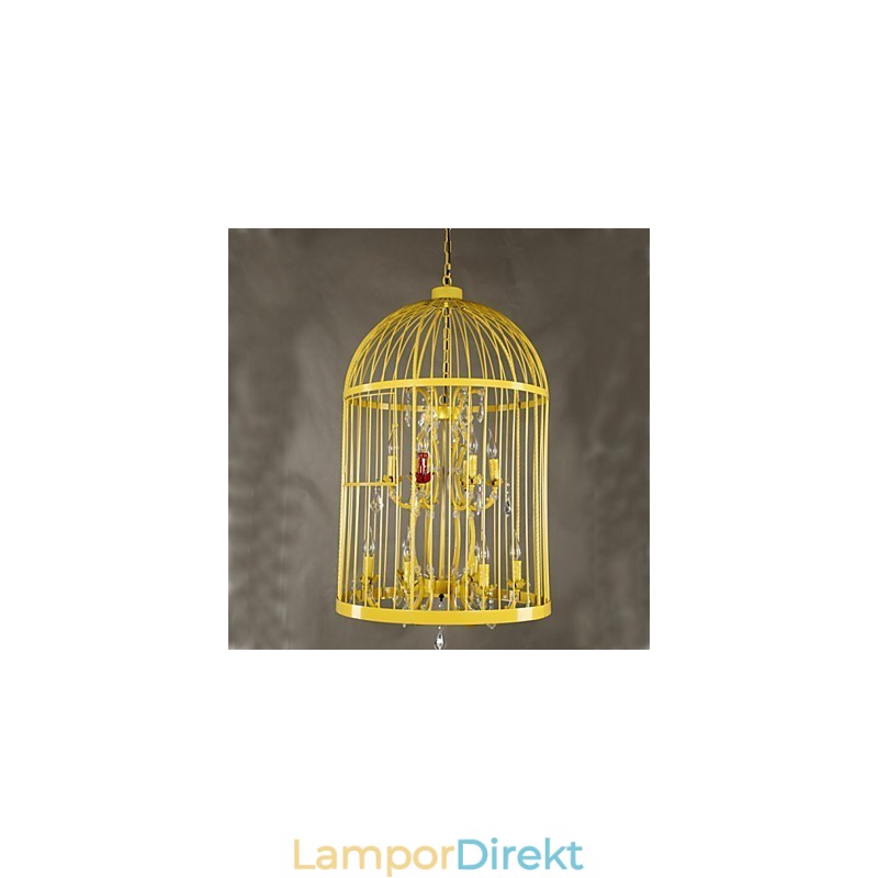 Vintage Iron Cage Trapplampa Ljuskrona Crystal