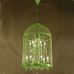 Vintage Iron Cage Trapplampa Ljuskrona Crystal