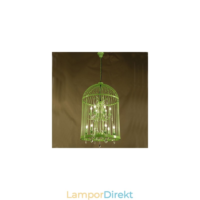 Vintage Iron Cage Trapplampa Ljuskrona Crystal