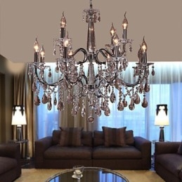 Ljuskrona Kristall Modern 2 Tiers Living 12 Lights