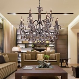 Ljuskrona Kristall Modern 2 Tiers Living 12 Lights