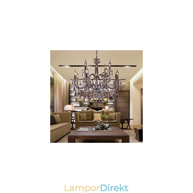 Ljuskrona Kristall Modern 2 Tiers Living 12 Lights