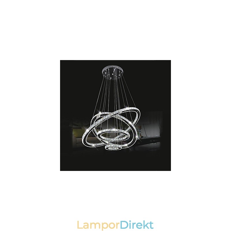 Pendellampa I Kristall Takbelysning Klar Kristall Rund 4 Ringar 40 Cm 60 Cm 80 Cm Källarmatur