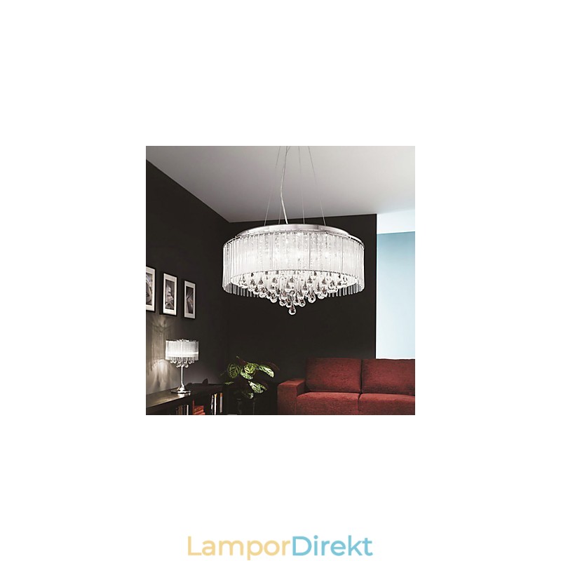 Modern Och Modern Trum Crystal Chrome Pendellampa