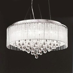 Modern Och Modern Trum Crystal Chrome Pendellampa