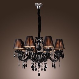 Ljuskrona Lyx Modern Svart Kristall Living 8 Lights
