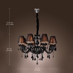 Ljuskrona Lyx Modern Svart Kristall Living 8 Lights