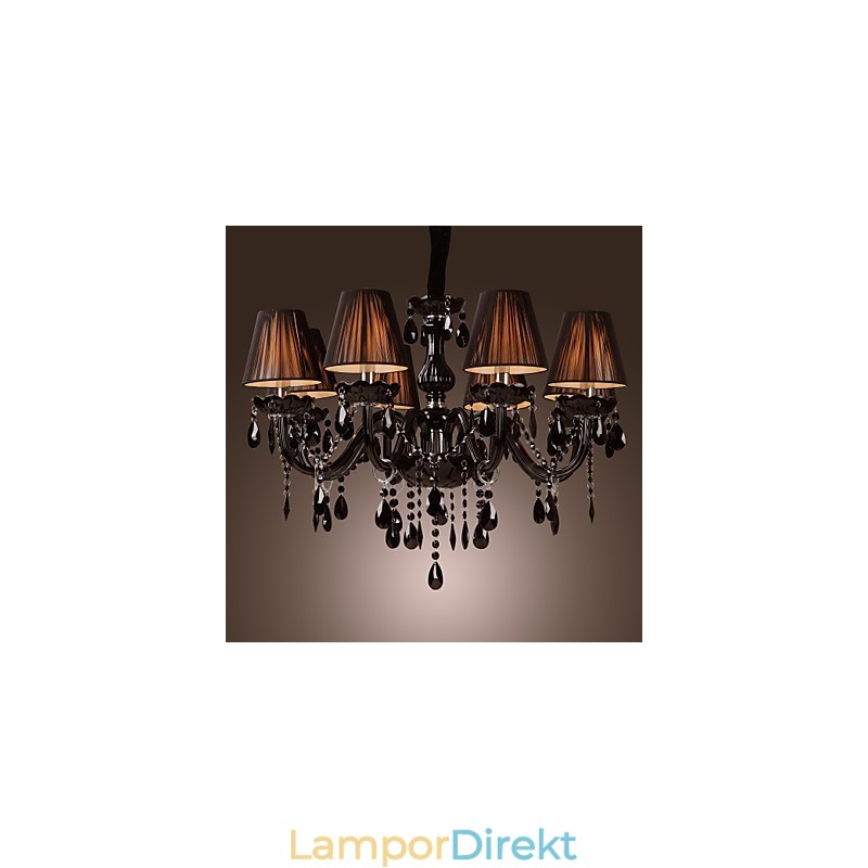 Ljuskrona Lyx Modern Svart Kristall Living 8 Lights