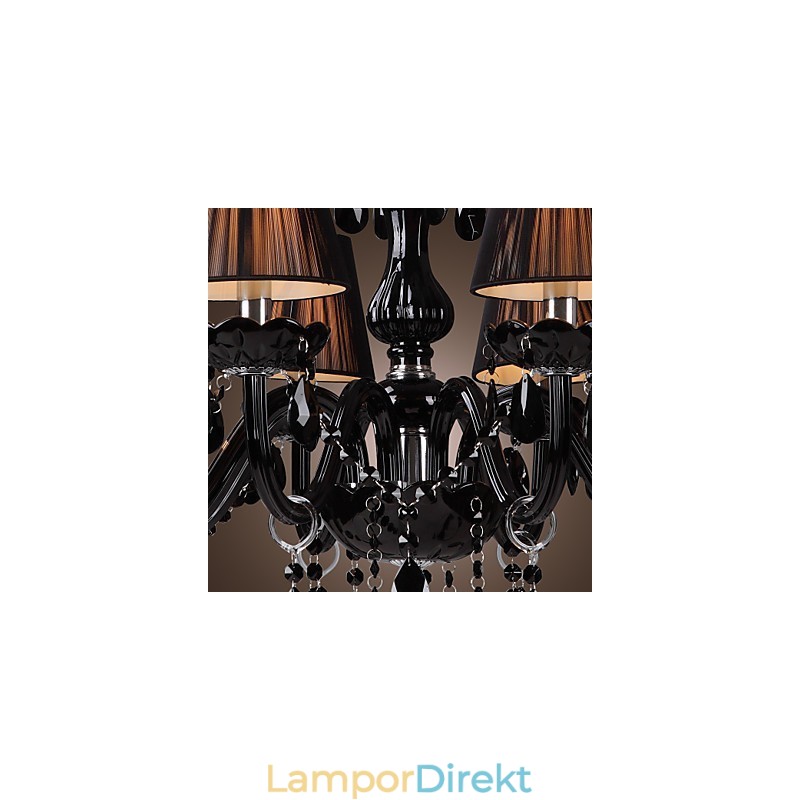 Ljuskrona Lyx Modern Svart Kristall Living 8 Lights