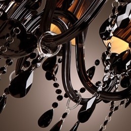 Ljuskrona Lyx Modern Svart Kristall Living 8 Lights