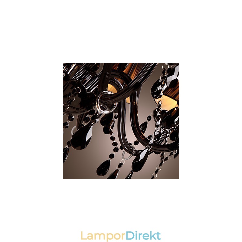 Ljuskrona Lyx Modern Svart Kristall Living 8 Lights