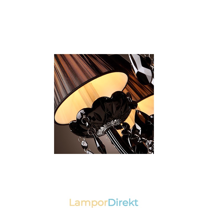 Ljuskrona Lyx Modern Svart Kristall Living 8 Lights
