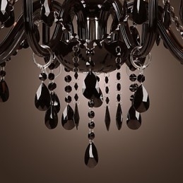Ljuskrona Lyx Modern Svart Kristall Living 8 Lights