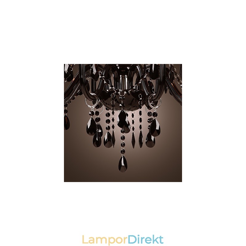 Ljuskrona Lyx Modern Svart Kristall Living 8 Lights