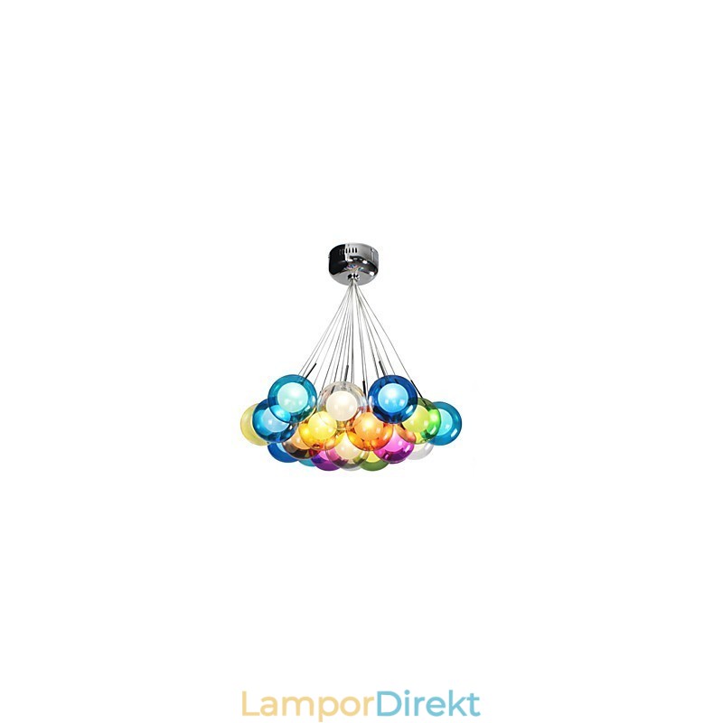 Modern Bubble Globe Färgat Glas Taklampa Med 19 Lampor