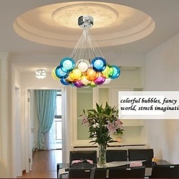Modern Bubble Globe Färgat Glas Taklampa Med 19 Lampor