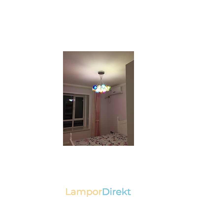 Modern Bubble Globe Färgat Glas Taklampa Med 19 Lampor