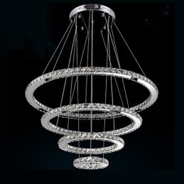 Modern Taklampa Klar Kristall Tak Ljuskrona Belysningslampa Med D100Cm+D80Cm+D60Cm+D40Cm