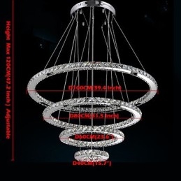 Modern Taklampa Klar Kristall Tak Ljuskrona Belysningslampa Med D100Cm+D80Cm+D60Cm+D40Cm