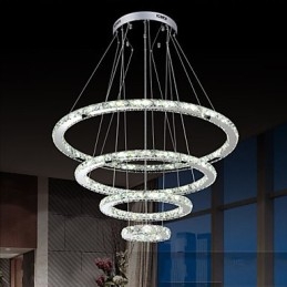 Modern Taklampa Klar Kristall Tak Ljuskrona Belysningslampa Med D100Cm+D80Cm+D60Cm+D40Cm