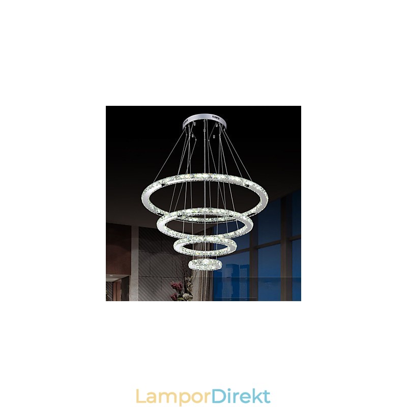 Modern Taklampa Klar Kristall Tak Ljuskrona Belysningslampa Med D100Cm+D80Cm+D60Cm+D40Cm