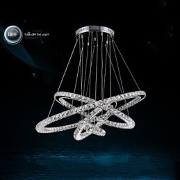 Modern Taklampa Klar Kristall Tak Ljuskrona Belysningslampa Med D100Cm+D80Cm+D60Cm+D40Cm