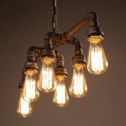 Edison Retro Loft Style Vintage Industrial Pendel Light Metal Vattenrör Armatur Lampara Colgantes