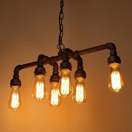Edison Retro Loft Style Vintage Industrial Pendel Light Metal Vattenrör Armatur Lampara Colgantes