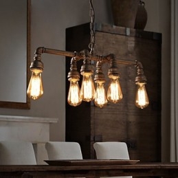 Edison Retro Loft Style Vintage Industrial Pendel Light Metal Vattenrör Armatur Lampara Colgantes