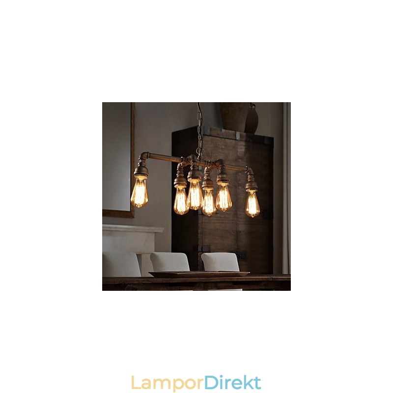 Edison Retro Loft Style Vintage Industrial Pendel Light Metal Vattenrör Armatur Lampara Colgantes