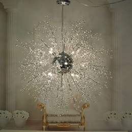 Globe Crystal Krom Metall Ljuskrona Pendellampa