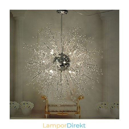 Globe Crystal Krom Metall Ljuskrona Pendellampa Globe Crystal Krom Metall Ljuskrona Pendellampa