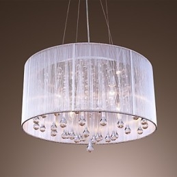 Modern Samtida Trumkristall Galvaniserad Metall Taklampa