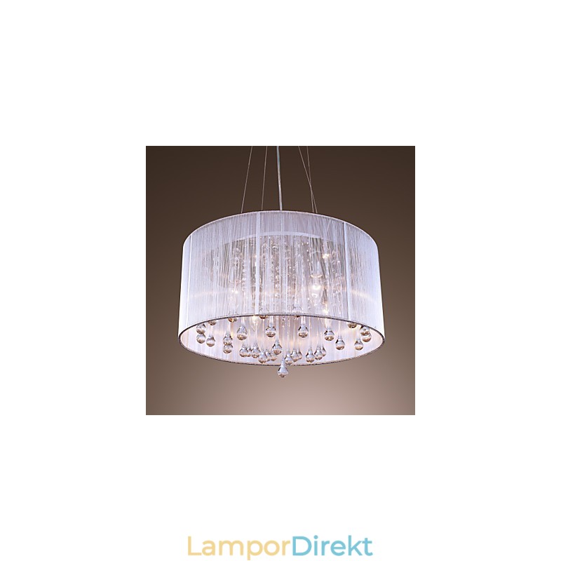Modern Samtida Trumkristall Galvaniserad Metall Taklampa