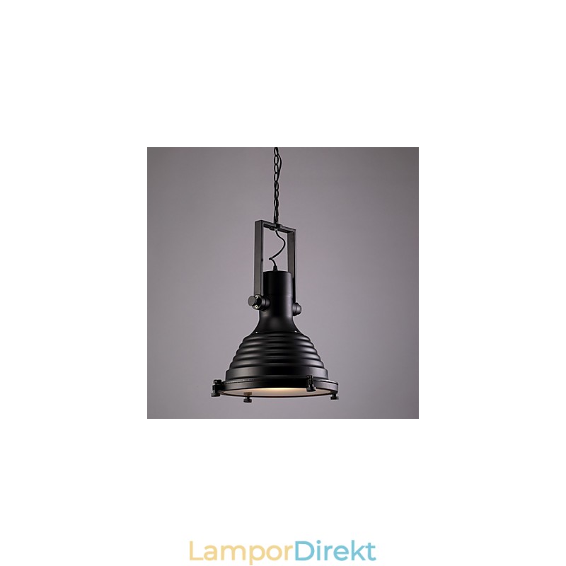 Svart Retro Järnhängande Lampa Och Glasskärm Butik