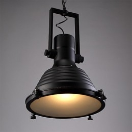 Svart Retro Järnhängande Lampa Och Glasskärm Butik