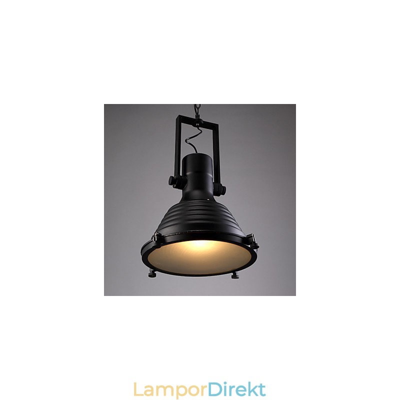 Svart Retro Järnhängande Lampa Och Glasskärm Butik