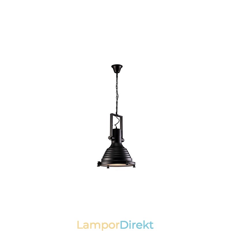 Svart Retro Järnhängande Lampa Och Glasskärm Butik
