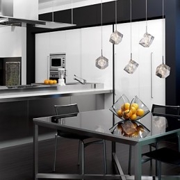 Modern Contemporary Island Crystal Chrome Pendellampa