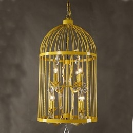 Vintage Iron Cage Trapplampa Ljuskrona Crystal A