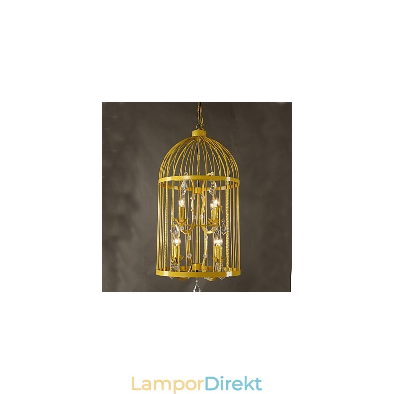 Vintage Iron Cage Trapplampa Ljuskrona Crystal A