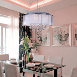 Modern Och Modern Trumkristall Galvaniserad Taklampa