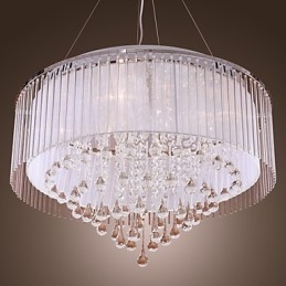 Modern Och Modern Trumkristall Galvaniserad Taklampa