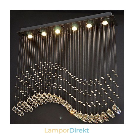 Pendellampa 6 Lampor Modern Silver Canpoy Transparent Crystal Waves Takbelysningsarmaturer Pendellampa 6 Lampor Modern Silver Canpoy Transparent Crystal Waves Takbelysningsarmaturer