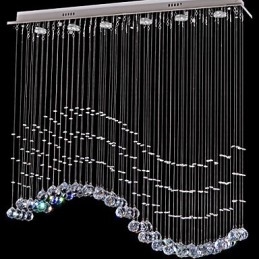 Pendellampa 6 Lampor Modern Silver Canpoy Transparent Crystal Waves Takbelysningsarmaturer