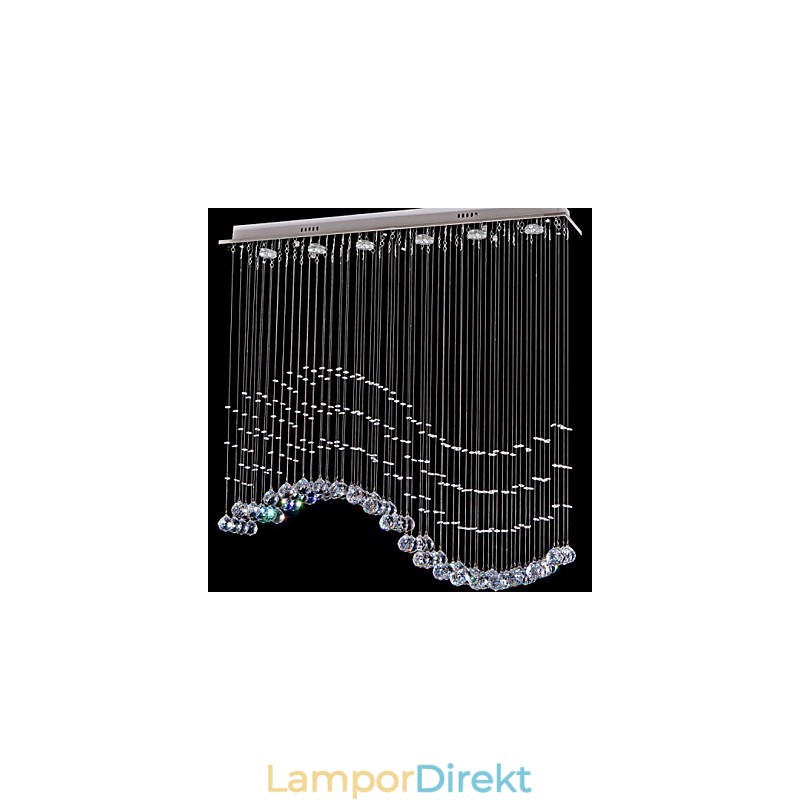 Pendellampa 6 Lampor Modern Silver Canpoy Transparent Crystal Waves Takbelysningsarmaturer